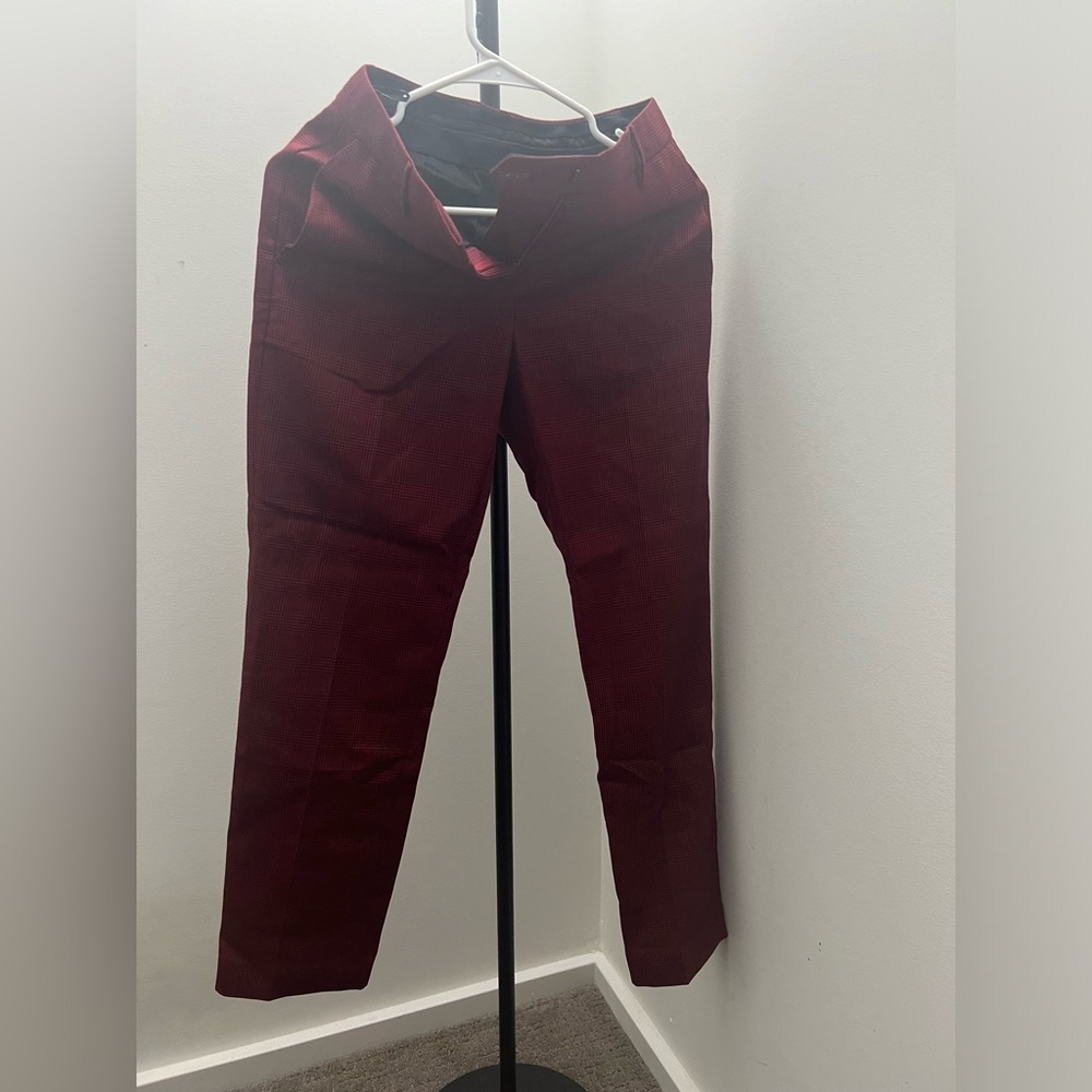 Burberry Wiluna Cage Pattern Wool Trousers Size 0 Brand New NWOT authentic, red